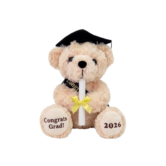 Decorr 7.1" Graduation Teddy Bear Plush Toys, Black Grad Cap Stuffed Animals with "Congrats Grad! 2026" Embroidery, Soft Grad Bear Doll for 2026 Graduation Gifts & Commemorative Decor