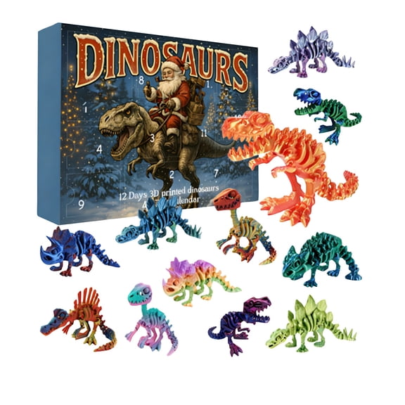 Decorr Advent Calendar 2026, 12 Pcs 3D Printed Dinosaur Advent Calendar Blind Box, 12 Days Christmas Countdown Skeleton Dinosaur Toy Set, Boys Stocking Stuffer Kids Christmas Gifts Party Favor