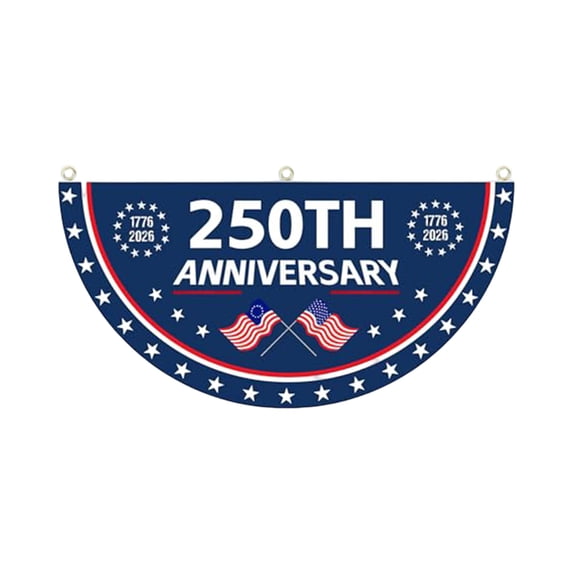 Decorr America's 250th Anniversary Flag, 35×18" Patriotic Half-Moon Bunting Flag with 1776-2026 Design, USA 250 Years Decorative Outdoor Flag for Porch, Yard & 4th of July