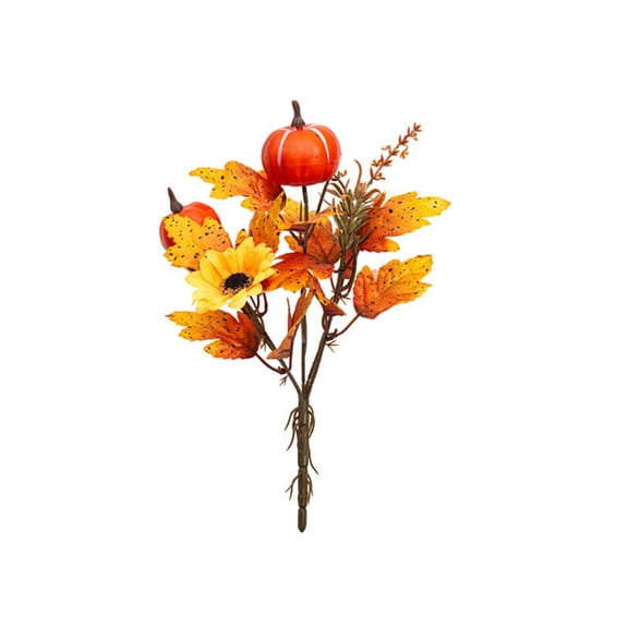 Decorr Artificial Pumpkin Picks, 13.4" Fall Maple Leaf Sunflower Berry Floral Stem, Fake Pumpkin Flower Pick for Thanksgiving Fall Decor, Halloween Decorations Vase Filler Farmhouse Tabletop Decor