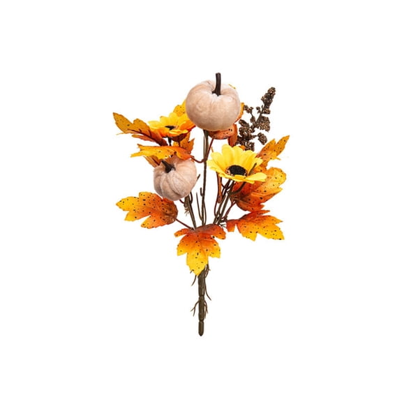 Decorr Artificial Pumpkin Picks, 13.4" Fall Maple Leaf Sunflower Berry Floral Stem, Fake Pumpkin Flower Pick for Thanksgiving Fall Decor, Halloween Decorations Vase Filler Farmhouse Tabletop Decor