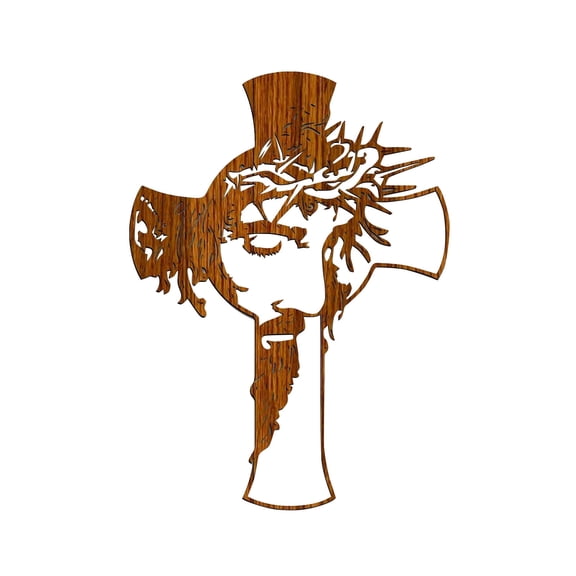 Decorr Brown Jesus Wall Cross Decor 9.8" Wood Crucifix Wall Hanging Wall Sculpture for Living Room Home Office Thankful Religious Gifts Grateful Blessed Christian Gifts for Women