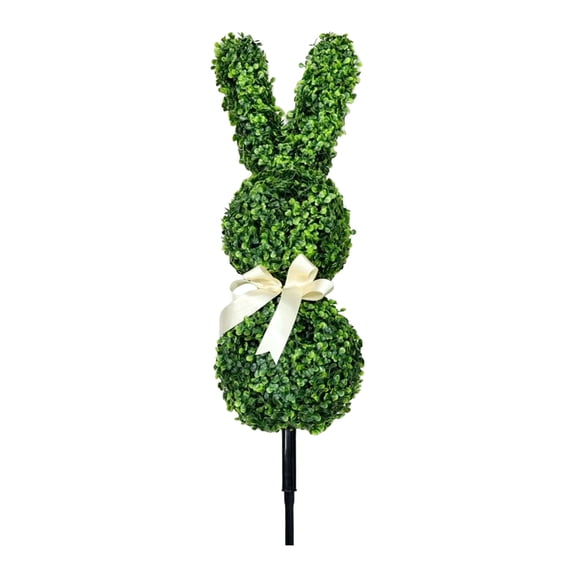 Decorr Bunny Topiary, 27.55" Boxwood Bunny Topiary with Bow Bunny Topiary Outdoor, Easter Decorations for Garden, Patio, Front Porch Decor, All-Weather Holiday Decoration