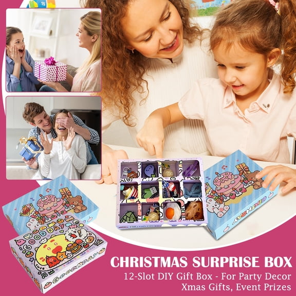 Decorr DIY 12 Hole Birthday Advent Calendar Blind Box, Purple Empty Mini Gift Packaging for Birthday Party Favors Mini Gift Homemade Blind Box for Friends