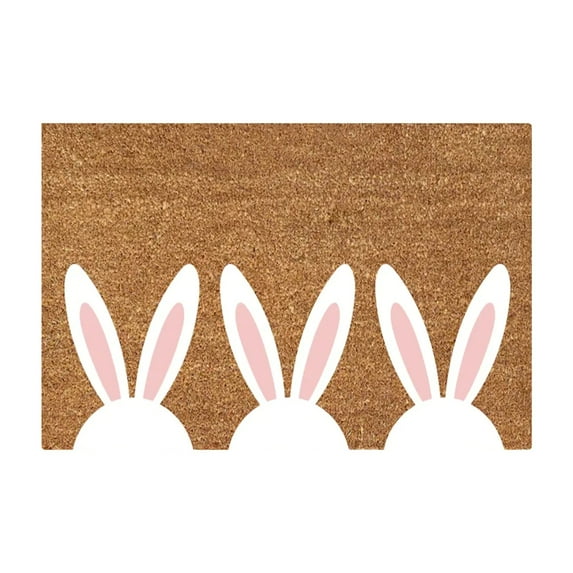 Decorr Easter Coir Doormat Outdoor Rug Bunny & Happy Easter Welcome Door Mat, Coir Easter Mat for Outdoor Front Porch Entryway Decor(23.6×15.8")