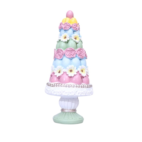 Decorr Easter Tree Figurine, 5.91" Colorful Resin Cone Statue Easter Decorations,Spring Table Centerpiece for Living Room, Desk, Mantel, Holiday Home Decor