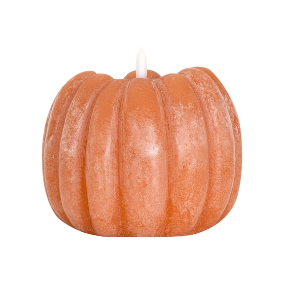 Decorr Fall Decor - 4.4" Flickering Flameless Wax Pumpkin LED Candle with Timer Remote Control- Thanksgiving Gifts - Autumn Farmhouse Rustic Harvest Decor for Tiered Tray Table Indoor (Orange)