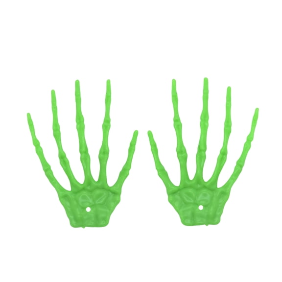 Decorr Halloween Skeleton Hands Decor, 3.8 Inch Luminous Plastic Skeleton Hand Prop, Fake Bone Hands for Spooky Prank Halloween Decorations (Green)