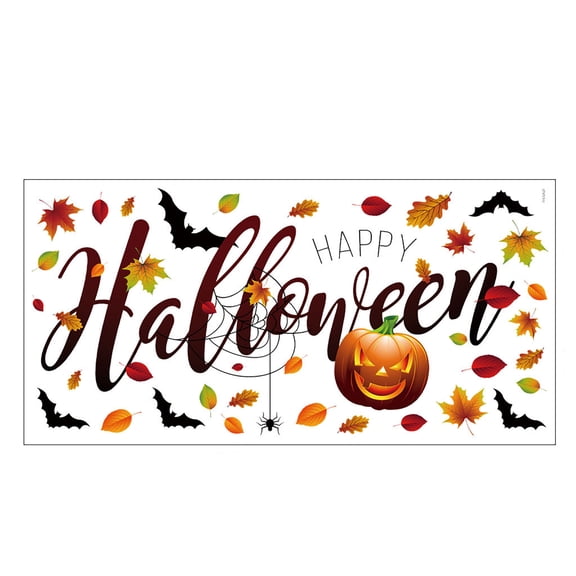 Decorr Halloween Window Clings, Pumpkin Bat Spider Maple Leaf Static Window Stickers, Reusable Spooky Window Decals, Halloween Decorations for Living Room Windows, Front Door Glass, Store Showcases