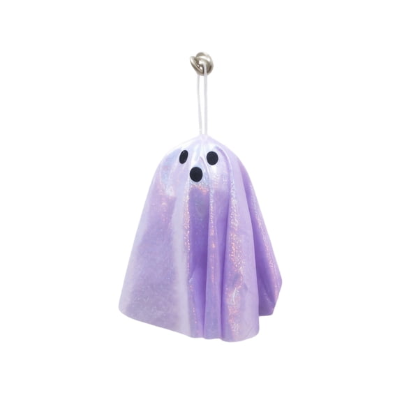 Decorr Hanging Ghosts, 9.7" Light up Ghost Glitter Fabric LED Glowing Ghost Hanging Ornament, Halloween Decorations for Indoor Outdoor Tree Window Porch Yard Fall Home Decor, Light Purple