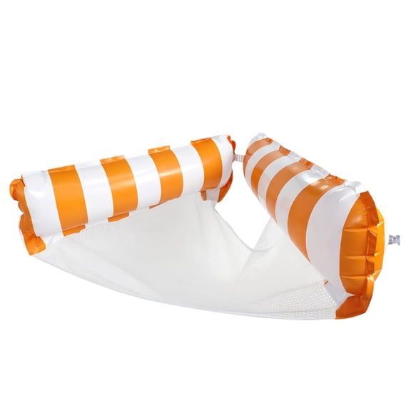 Decorr Inflatable Pool Floats Adult, 43X24" L-Shaped Pool Hammock Float with Headrest, Mesh Pool Lounge Chair for Adults, Summer Water Float for Pool Lake Beach Party (Orange)