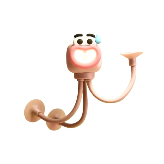 Decorr Pink Octopus Changeable Shape Night Light for Kids, 5.5" Bendable Cartoon Reading Lamp, Soft Silicone Bedside Light with Adjustable Arms, Perfect Birthday Gift for Toddlers Boys & Girls