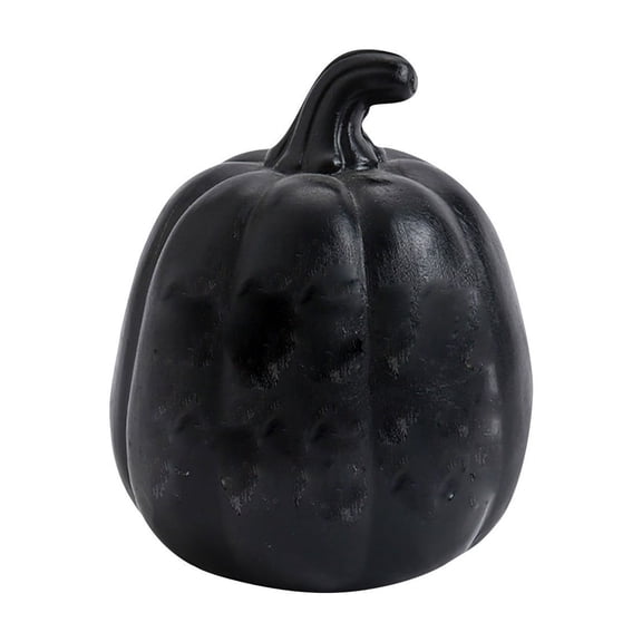 Decorr Pumpkin Decorations, 3" Vintage Distressed Black Resin Mini Pumpkin Figurine, Simple Solid Small Pumpkin Tabletop Ornament, Halloween Decorations for Fall Harvest Indoor Layout