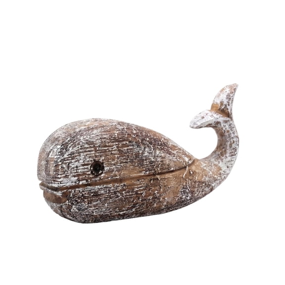 Decorr Rustic Whale Figurines, Coastal Resin Whale Statue, Vintage Nautical Whale Decor for Beach Themed Home, Living Room, Bathroom, Shelf Decoration, 5x2.8"
