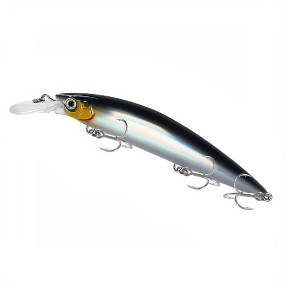Aximioll Sinking Minnow Fishing Lures, 5.12in 37.5g Hard Bait with Sharp Treble Hooks, Deep Diving Realistic 3D Eyes Swimbait for Saltwater Freshwater Tuna Bass Salmon Pike Fishing