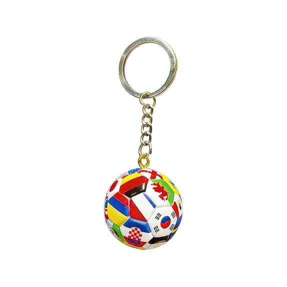 Decorr Soccer Ball Keychain, 1.4" National Flag Pattern Soccer Pendant with Trophy Charm, Mini Soccer Keyring for Backpacks, Bags & Gifts (5 Styles Available)