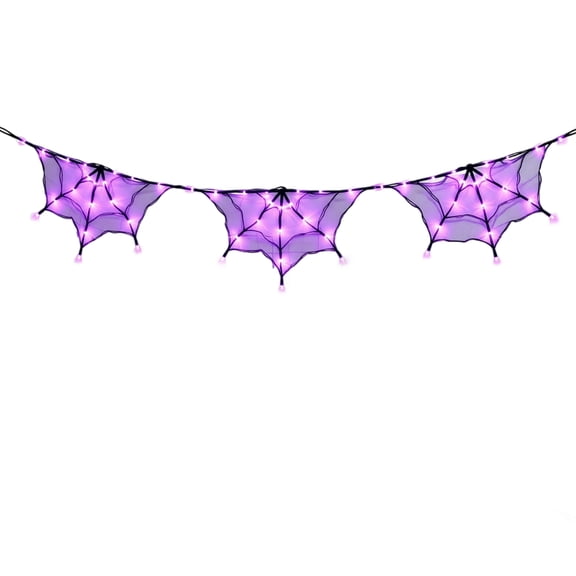 Decorr Spider Web Halloween String Lights, 5.9Ft USB Powered Purple LED Fairy Light Garland, Halloween Decorations, Spooky Hanging Decor for Home Party Window Mantel Haunted House Atmosphere Decor