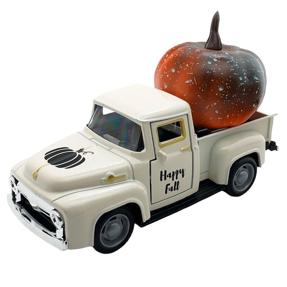 Decorr Thanksgiving Fall Decorations Indoor Farmhouse Vintage Metal Truck with Mini Fake Pumpkins Harvest Decor for Fall Tiered Tray Thanksgiving Centerpieces for Table Home Kitchen Party (Beige)