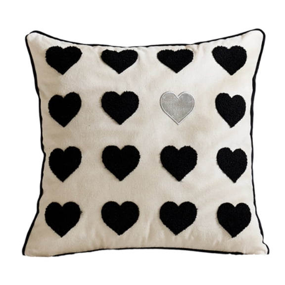 Decorr Valentines Throw Pillow Covers with Hearts Decorative Accent Throw Pillow Covers for Couch Sofa Living Room Decor Couple Present Valentine Gift, 18 x 18 Inches
