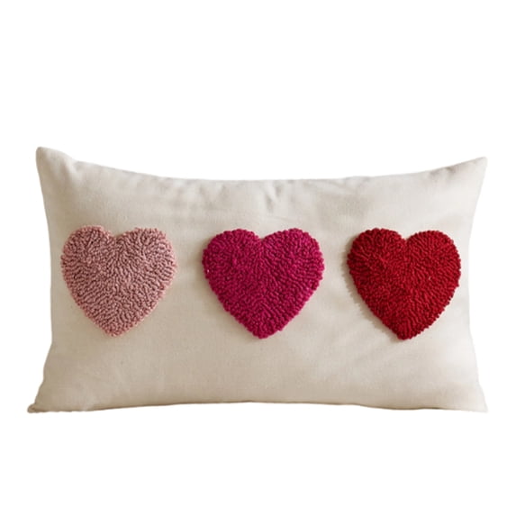 Decorr Valentines Throw Pillow Covers with Hearts Decorative Accent Throw Pillow Covers for Couch Sofa Living Room Decor Couple Present Valentine Gift, 20 x 12 Inches