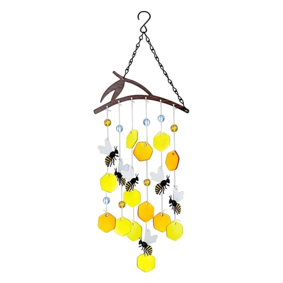 Decorsative Glass Wind Chimes Bees Theme Garden Ornaments Memorial For Porch Balconies Tree Hanging Decors