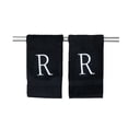 thumbnail image 1 of Decorvo White and Black Monogrammed Hand Towel - Monogram Initial Hotel Quality Decorative Luxury Towel - GOTS Organic Certified - Pack of 2, Letter R, 1 of 8