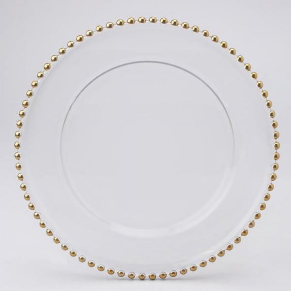 Decostar™ Glass Charger Plate with Gold Beaded Edge 12½" - 8 Pieces