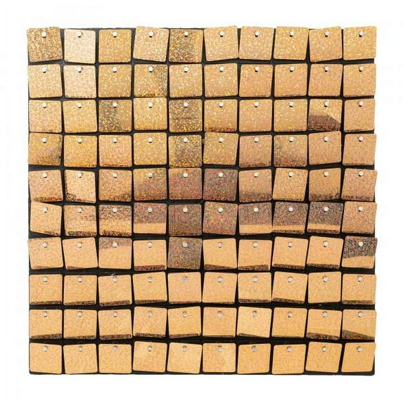 Decostar™ Shimmer Wall Panels w/ Black Backing & Square Sequins - 24 Tiles - Glitter Rose Gold