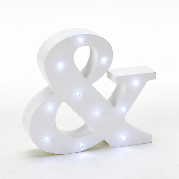 Decostar™ Wooden Vintage LED Marquee Freestanding Ampersand & - White