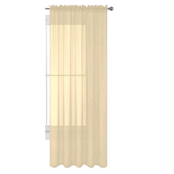 Decotex 1 Piece Elegant Solid Sheer Window Curtain Panels Treatment Drapes (55" X 108", Beige)
