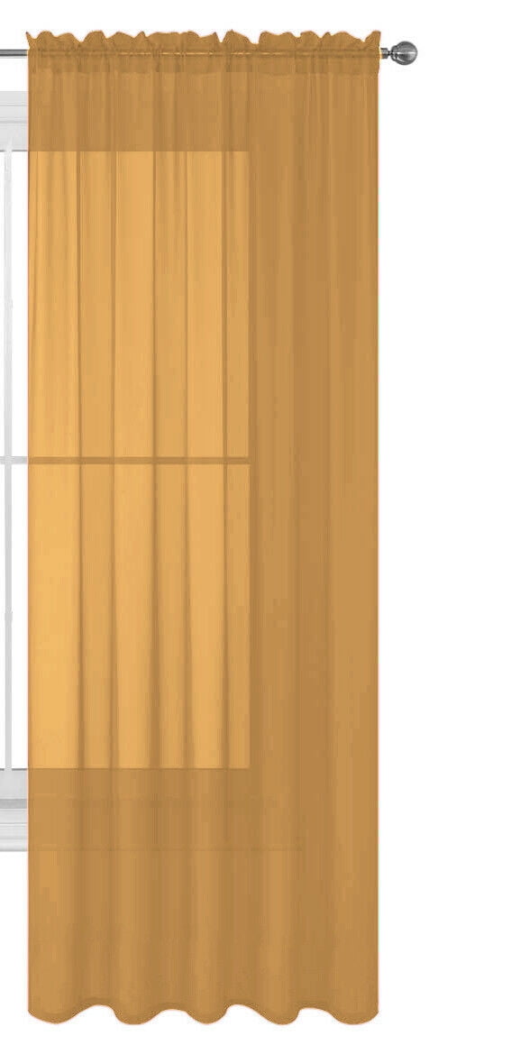 Decotex 1 Piece Elegant Solid Sheer Window Curtain Panels Treatment Drapes (55" X 108", Gold)