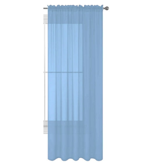 Decotex 1 Piece Elegant Solid Sheer Window Curtain Panels Treatment Drapes (55" X 108", Light Blue)