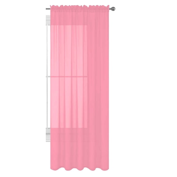 Decotex 1 Piece Elegant Solid Sheer Window Curtain Panels Treatment Drapes (55" X 108", Light Pink)