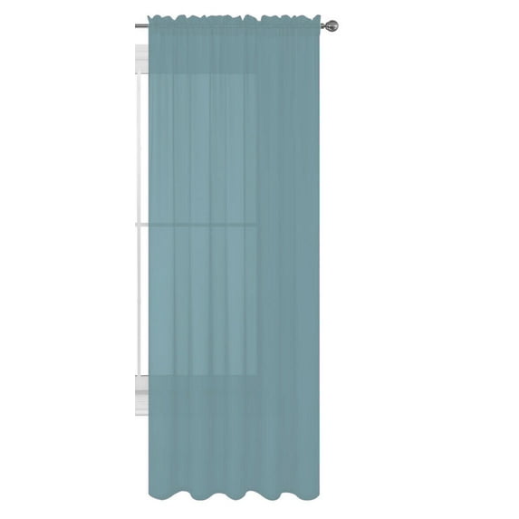 Decotex 1 Piece Elegant Solid Sheer Window Curtain Panels Treatment Drapes (55" X 108", Slate Blue)