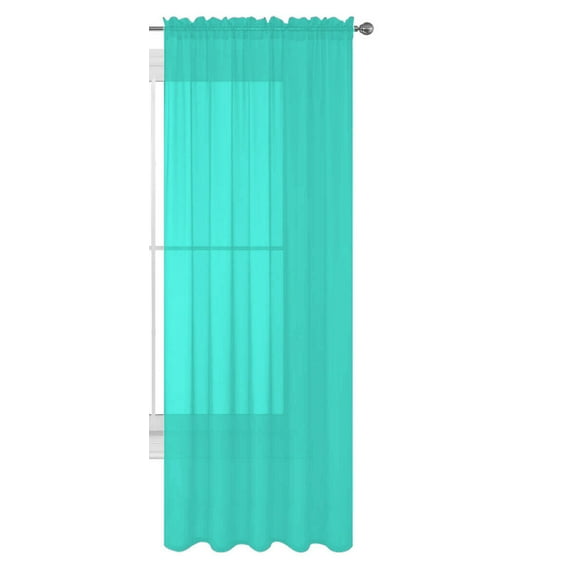 Decotex 1 Piece Elegant Solid Sheer Window Curtain Panels Treatment Drapes (55" X 120", Turquoise)