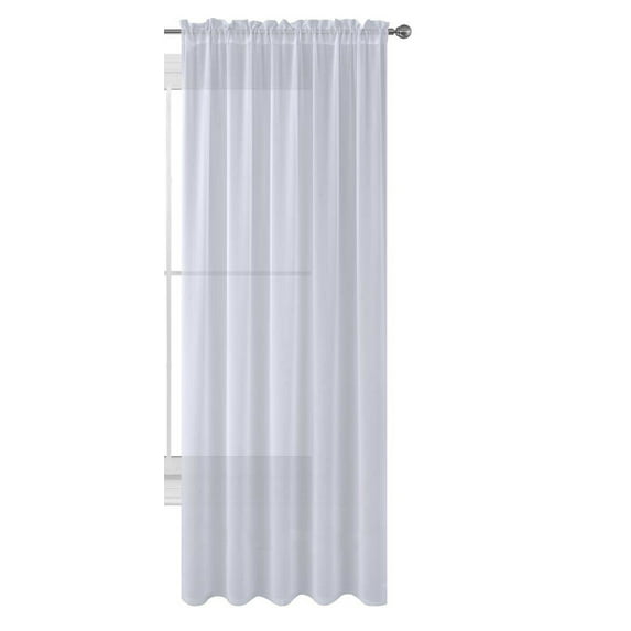 Decotex White Elegant Solid Sheer Curtains, 55” x 120” (1 Panel)