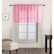 Decotex 1 Piece Elegant Solid Sheer Window Curtain Panels Treatment Drapes 55" X 45", Light Pink
