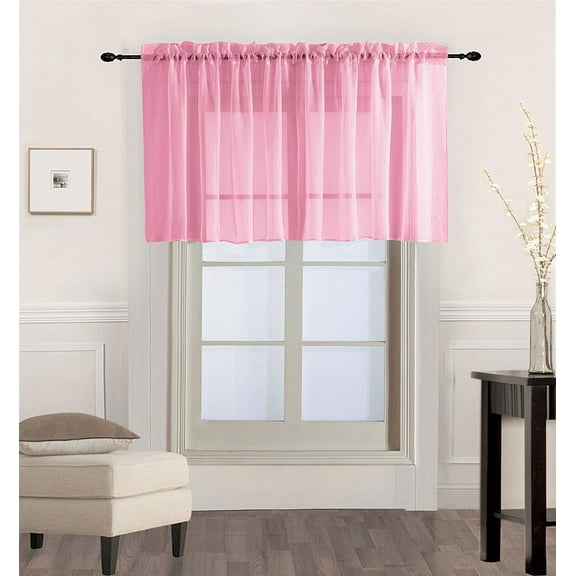 Decotex 1 Piece Elegant Solid Sheer Window Curtain Panels Treatment Drapes (55" X 45", Light Pink)
