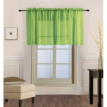 Decotex 1 Piece Elegant Solid Sheer Window Curtain Panels Treatment Drapes (55" X 45", Lime Green)