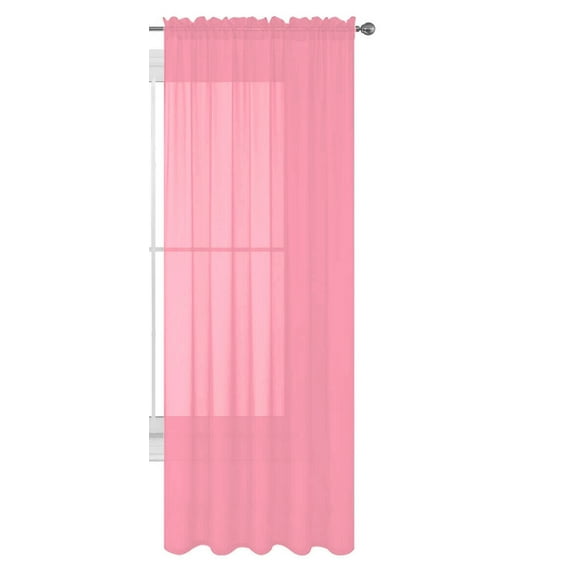 Decotex 1 Piece Elegant Solid Sheer Window Curtain Panels Treatment Drapes (55" X 63", Light Pink)