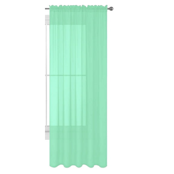 Decotex 1 Piece Elegant Solid Sheer Window Curtain Panels Treatment Drapes (55" X 84", Mint)