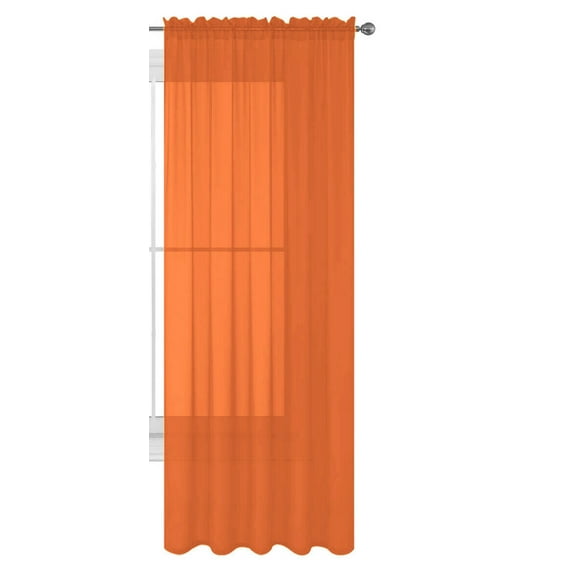Decotex 1 Piece Elegant Solid Sheer Window Curtain Panels Treatment Drapes (55" X 95", Orange)