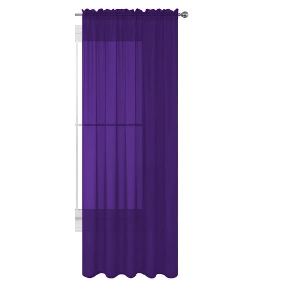 Decotex 1 Piece Elegant Solid Sheer Window Curtain Panels Treatment Drapes (55" X 95", Purple)