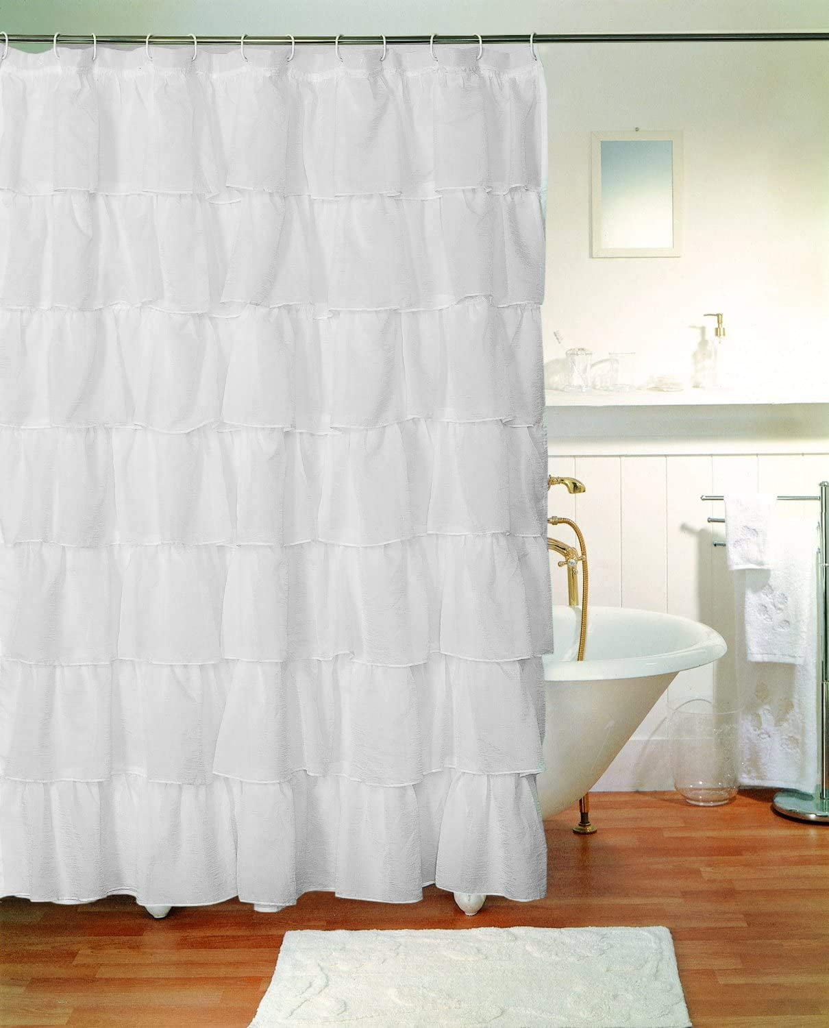 "Decotex Shabby Chic Fabric Shower Curtain, 70"" X 72"", Semi Sheer
