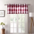 thumbnail image 1 of Decotex 1 Piece Plaid Courtyard Buffalo Checkered Grommet Top Window Curtain Valance (1 Valance 53" X 18", Burgundy/Beige), 1 of 2