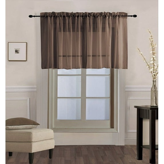 Decotex Sheer Voile Kitchen Rod Pocket Curtains, 55” x 18”