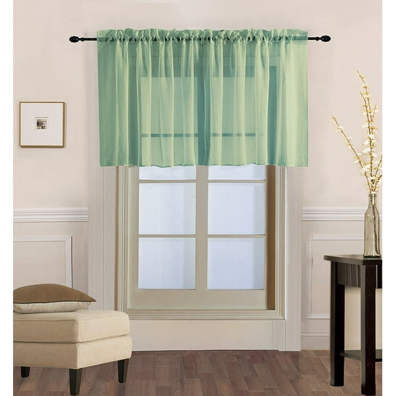 Decotex 1 Piece Sheer Voile Rod Pocket Multi Use Straight Window Curtain Valance Topper (55" X 18", Sage)
