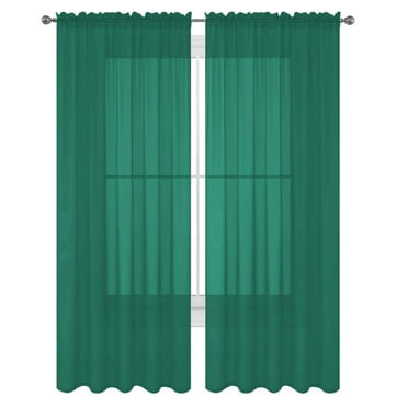 Decotex 2 Piece Elegant Solid Sheer Window Curtain Panels Treatment Drapes (55" X 45", Teal)