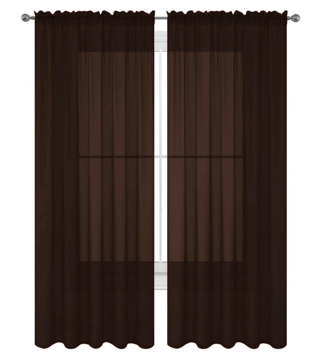 Decotex Elegant Solid Sheer Curtains, 55” x 63” (2 Panels)