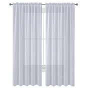 Decotex 2 Piece Elegant Solid Sheer Window Curtain Panels Treatment Drapes (55" X 63", White)